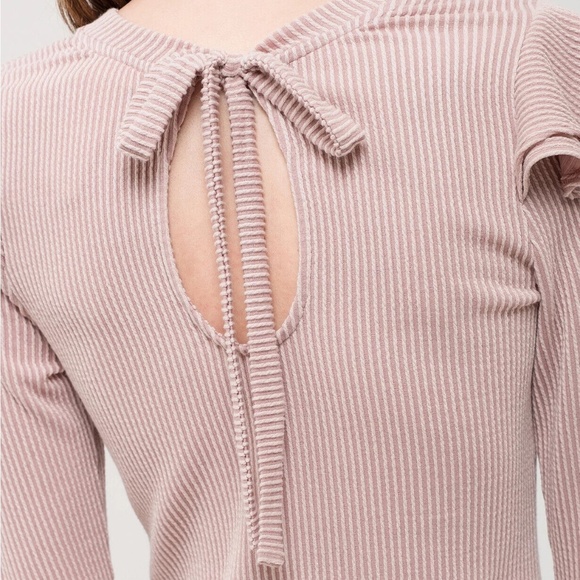 Blu Pepper Rib Knit Sheath Ruffle Mini Dress Junior Size Medium Pink Long Sleeve - Picture 1 of 4